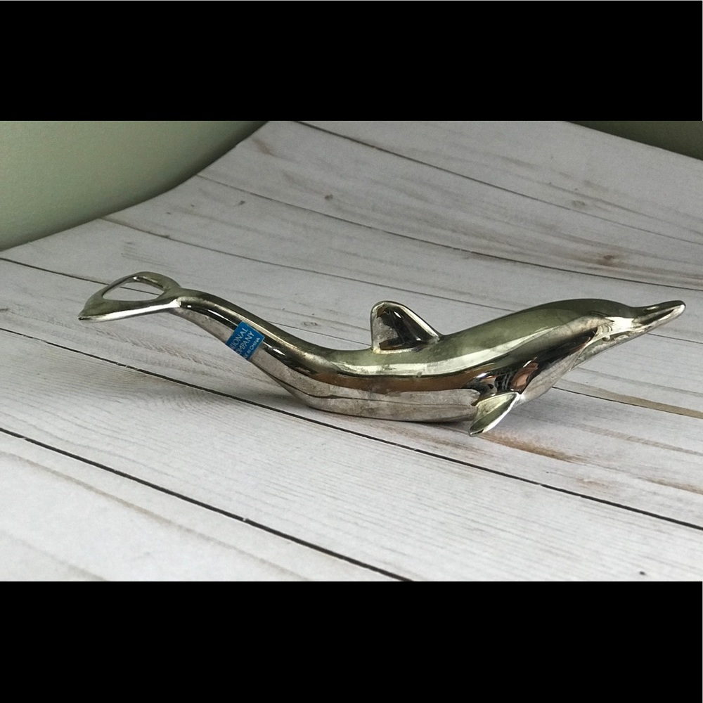 Silver plated dolphin 2-way bottlecap opener